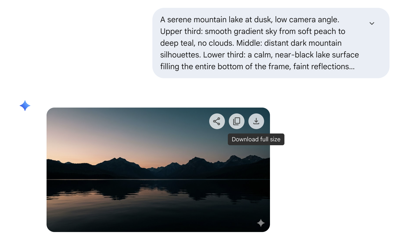 Gemini chat showing the built-in download button on a generated image